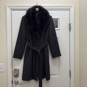 Banana Republic wool blend fur collar coat